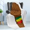 thumbnail image 4 of Rasta Soft Flannel Fleece Throw Blanket, Ethiopian Rebellion Wrist Flag Colors Art Print, Cozy Plush for Indoor and Outdoor Use, 70" x 90", Yellow Brown, by Ambesonne, 4 of 5