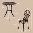 thumbnail image 6 of 3-piece Patio Bar Table Set, All-Weather Cast Aluminum Outdoor Bistro Set, Patio Chairs & Table for 2 High Backrest Design, Floral Pattern, 6 of 7