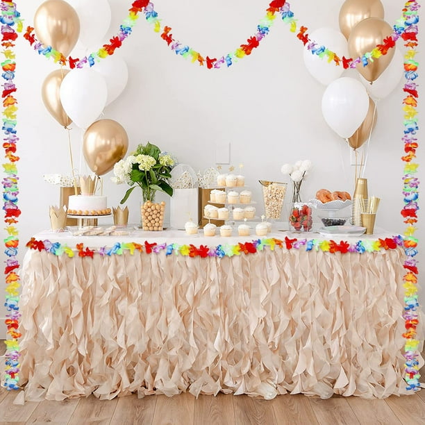 Collier De Fleur BDSHUNBF Lot De 10 Colliers Hawaïens Lei | Décorations Fête Tropicale, Luau Et Plage | Polyester Coloré Collier Vaiana