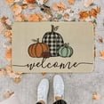 thumbnail image 2 of kjfeif Non Slip Pumpkin Welcome Doormat Buffalo Plaid Doormats for Autumn Harvest Thanksgiving Farmhouse Large Entrance Doormat Low Profile Floor Carpet Mat Washable ,15.7*23.6inch, 2 of 5