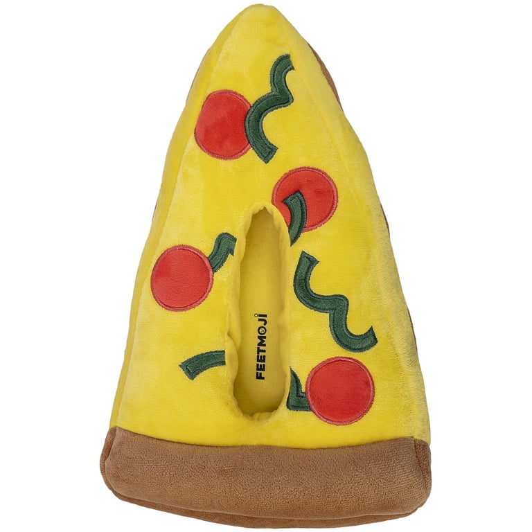 FEETMOJI Men's Plush Pizza Novelty House Shoes, Size 7-9 /Women's