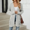 thumbnail image 5 of Youmylove Women 2024 Autumn Mid Long Cardigan Casual Long Sleeve Neck Knitted Sweater Cardigans With Pocket Open Front Breathable Daily Wear, 5 of 8