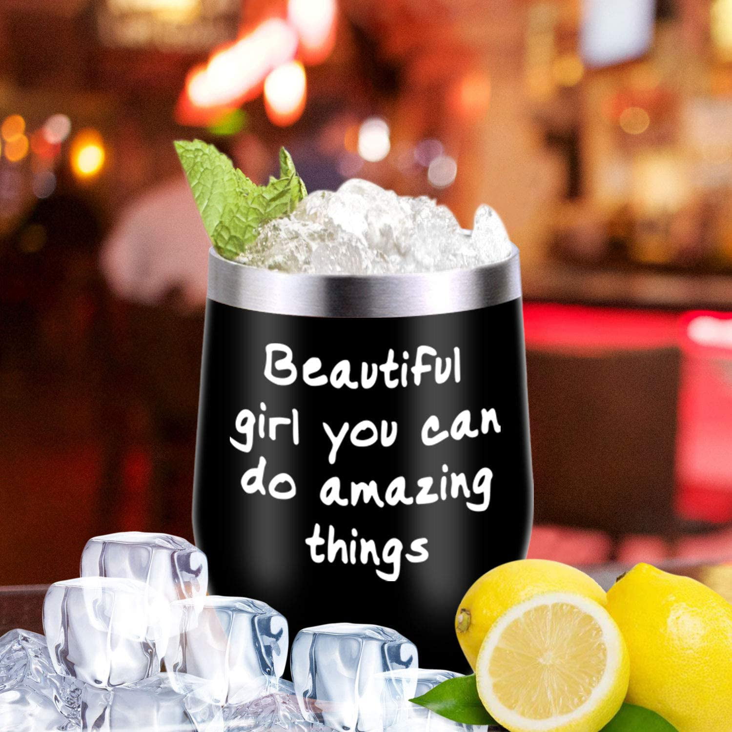 Funny Gifts for Her Wife Girlfriend Friends Teenage Girls-12 oz Wine  Tumbler with Straws,Lids-Gifts for Women Mom Sister, Presents Ideas for
