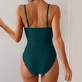 thumbnail image 5 of VISALY Cutout One Piece Swimsuit with Ring Linked Tummy Control Ruched Polka Dot Monokini Bathing Suit for Beach Vacation Slimming Swimwear One Piece Bathing Suits Beach Swimwear Blackish Green L, 5 of 5