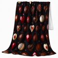 thumbnail image 2 of Chocolate Hearts and Truffles on Black, Romantic Dessert Style for Chocolate Lovers, Rich Candy Assortment and Anniversary Gift, Soft Flannel Blanket for Bedroom and Guest Room, Home Decor, 2 of 9