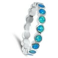 thumbnail image 4 of CHOOSE YOUR COLOR Eternity Band Blue Simulated Opal Wholesale Ring .925 Sterling Silver CZ Female Size 8, 4 of 4