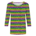 thumbnail image 5 of Penkiiy Blouse Carnaval pour Femmes Mardi Gras Mode Imprimée Décontractée Col Rond Manches 3/4 T-shirt Blouse 2TG Multicolore, 5 of 5