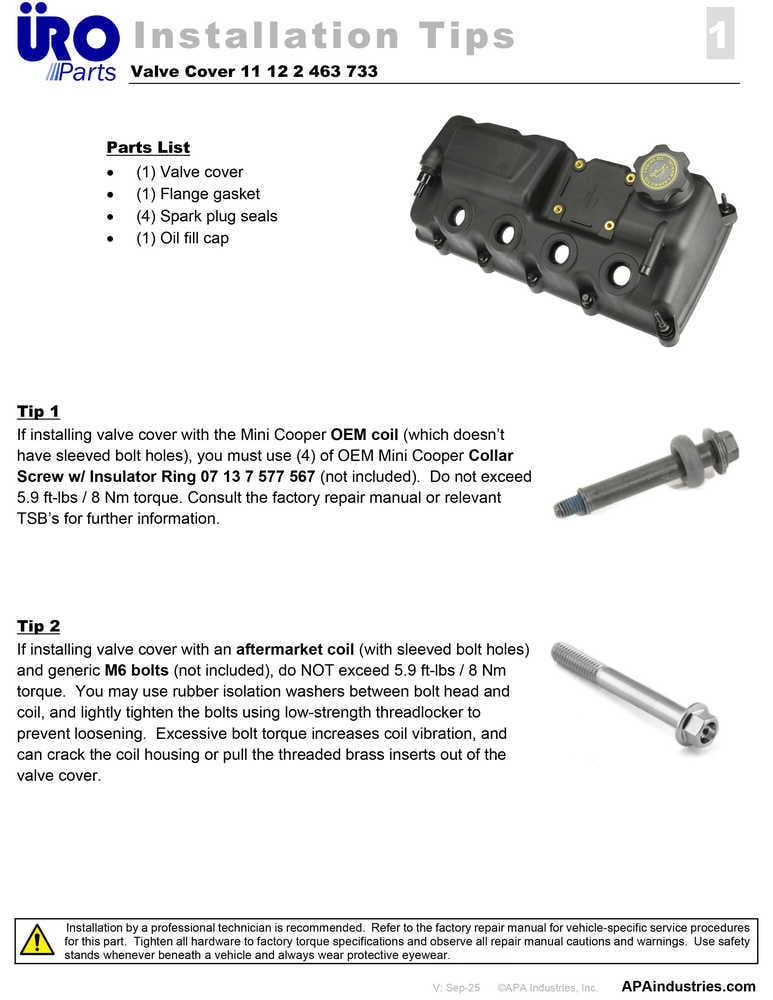 URO Parts 11122463733 Engine Valve Cover