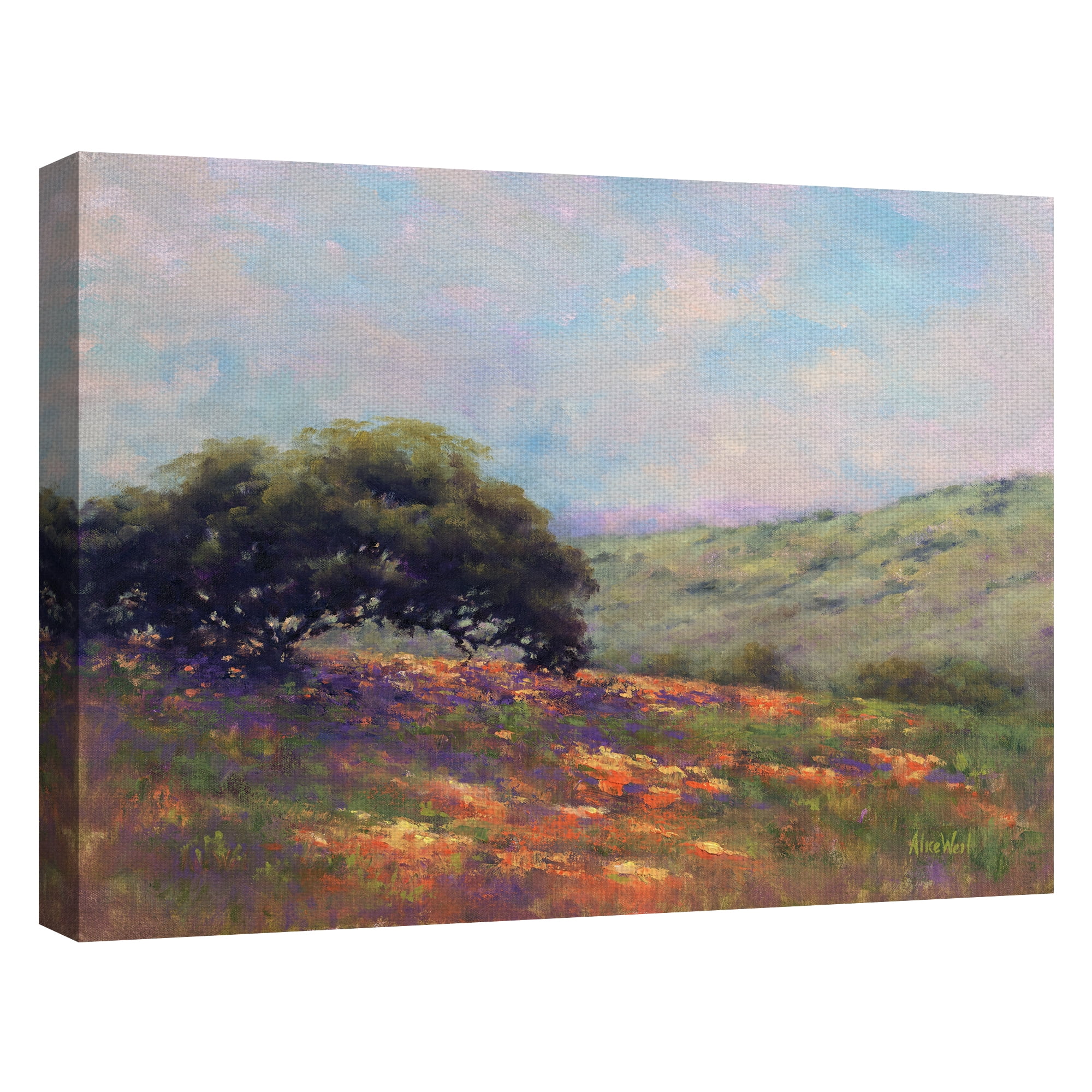 Masterpiece Art Gallery Colorful Poppy Hillside Landscape by Alice Weil Canvas Art Print 30" x 40"