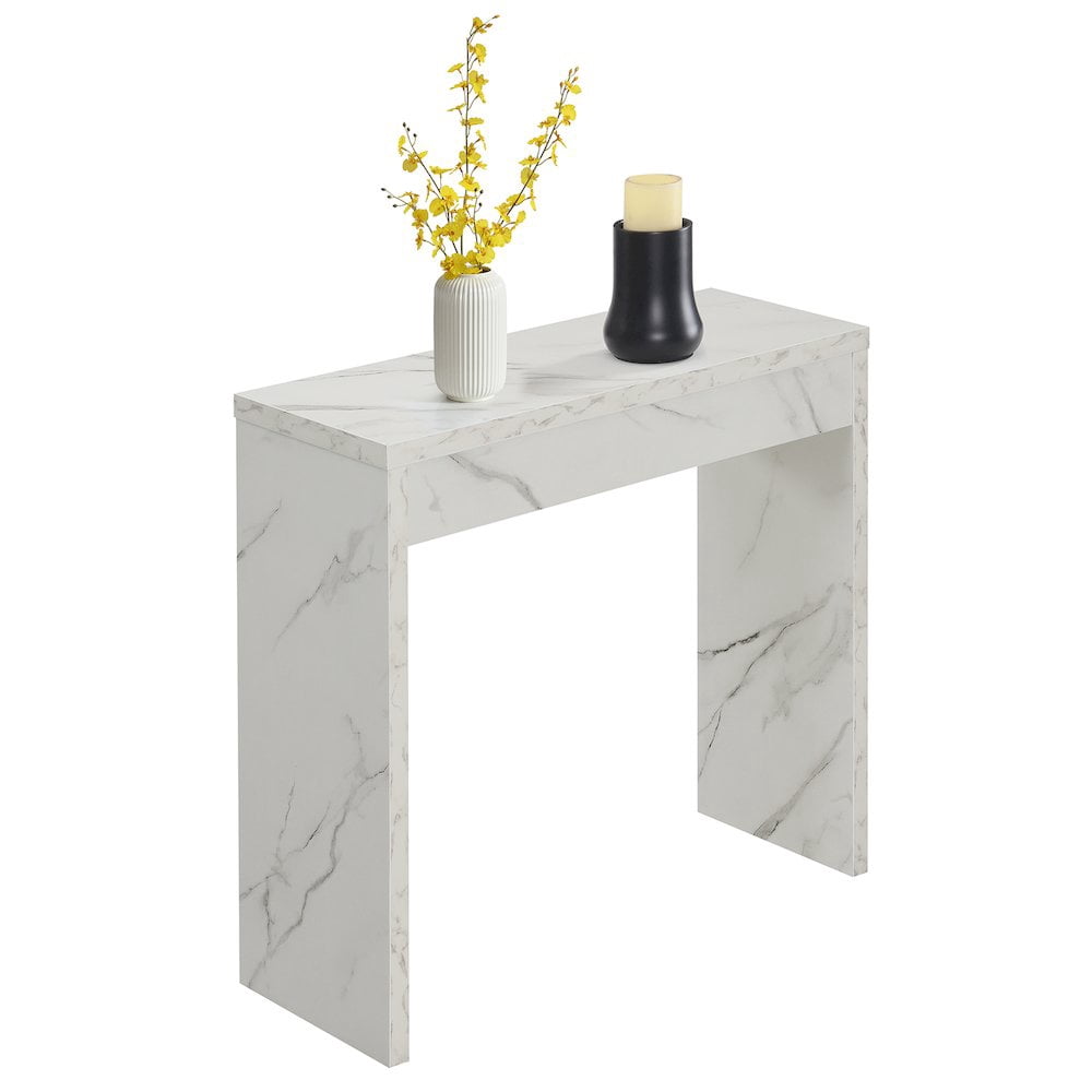 Convenience Concepts Northfield Wood Entryway Console/Hall Table, White Faux Marble