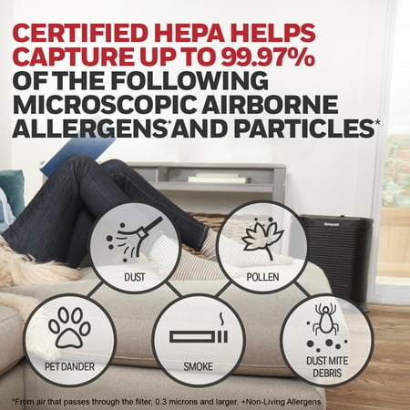 Honeywell - True HEPA 465 Sq. Ft. Air Purifier - Black