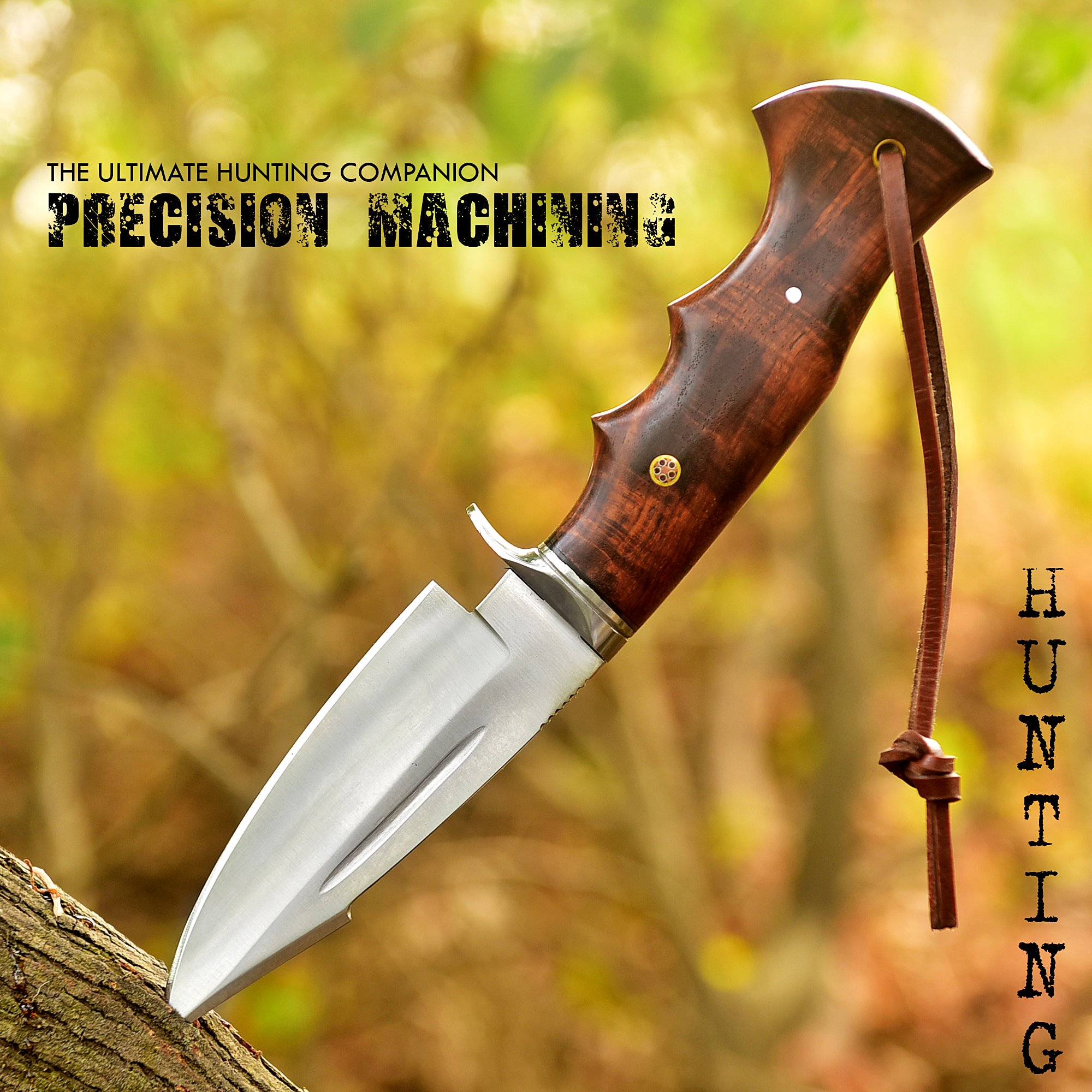 Poshland Handmade Hunting Knife - 10" Bushcraft Fixed Blade EDC Knife with D2 Steel Blade, (TR-101)
