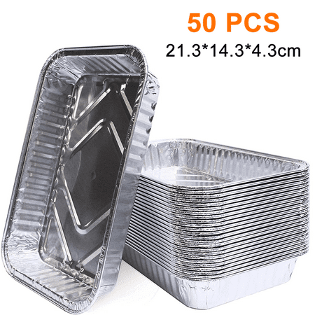 

Aluminum Foil Grill Drip Pans -Bulk Pack of Durable Grill Trays Disposable BBQ Grease Pans Compatible with Made Also Great for Baking Roasting & Cooking