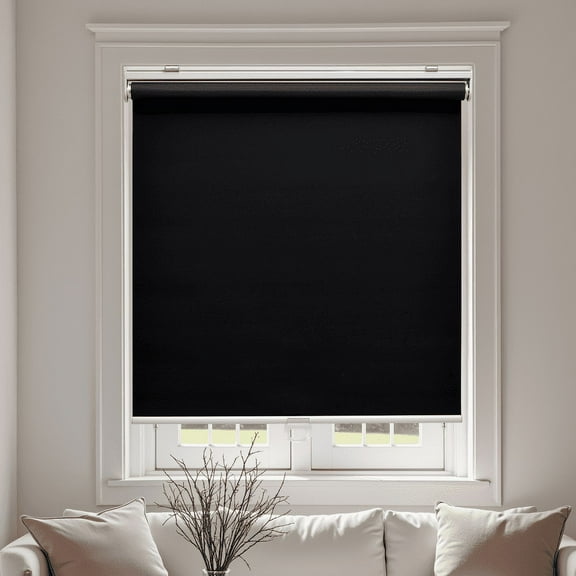 AOSKY Blackout Roller Shade--Experience the safety and convenience of a cordless design, easy installation, and family-friendly use,21" W x 72" H, Black