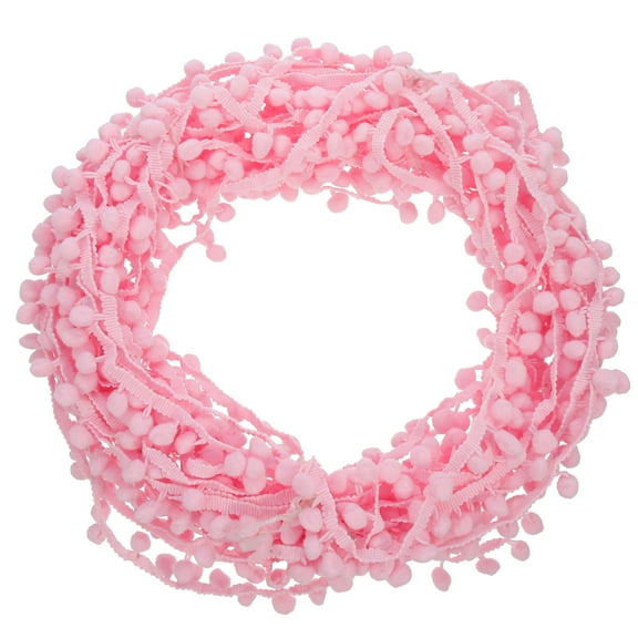 OFFIGAM 1Pcs Pink Pom Pom Ball Fringe Trim Decorative Trim for Sewing with Fringed Edge for DIY Projects