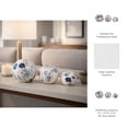 thumbnail image 5 of Floral Orbs for Home Decor - Decorative Ceramic Stoneware for Bathroom, Office, Living Room and Shelf Display - Boho Flower Design for Coffee Table Styling - Set of 3, 6", 5", 4", Blue & Ivory, 5 of 13