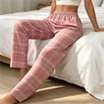 thumbnail image 4 of LUVDA Womens Plaid Pajama Pants Flannel Casual Stretch Wide Leg Pj Pants with Pockets Comfy Soft Lounge Sleepwear, 4 of 5