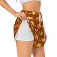 thumbnail image 3 of Lsque Dinosaurs and Leaves Printed Women's Running Shorts with Liner Pockets,Elastic Quick Dry Workout Athletic Gym Yoga Shorts,Womens High Waist Shorts-X-Large, 3 of 9
