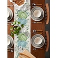 thumbnail image 2 of Fall Table Runner 108 Inches, Blue Green Pumpkins Thanksgiving Eucalyptus Leaf Flower Bed Runner Dresser Scarves Tabletop for Indoor Outdoor Parties/Ceremony/Banquet, 13"x 108", 2 of 8