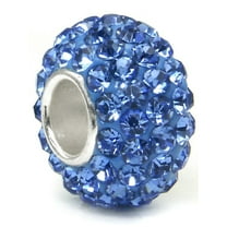 Andrea Jewelers Tanzanite Blue Crystal Ball Bead Charm, Sterling Silver, Crystals, 4.5mm Hole Size
