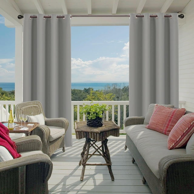 Cortinas para Exteriores de Pérgola, Cortinas Opacas para Exteriores, Impermeables, ecoración Exterior, Protección de Privacidad para Pabellón / Gris 52x108in perfecl Cortina opaca