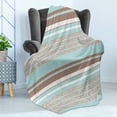 thumbnail image 4 of Aqua Soft Flannel Fleece Throw Blanket, Horizontal Stripes Lines Vintage Grunge Style Ocean Seem Pattern Image, Cozy Plush for Indoor and Outdoor Use, 70" x 90", Seafoam Umber and White, by Ambesonne, 4 of 5