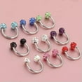 thumbnail image 3 of HOOUN Circular Barbell Horseshoe Bar Ring CBR Steel Nose Ear Septum CRYSTAL Balls-white, 3 of 9