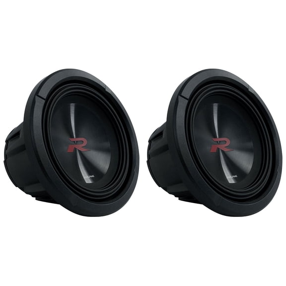 2 Alpine R2-W8D4 8" R Series 1,000 Watt Car Audio Subwoofer, 4 Ohm, Dual VC Sub