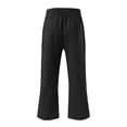 thumbnail image 5 of Capris Womens Cotton Linen Knee Length Elastic Waist Drawstring Bermuda Shorts Casual Beach Shorts with Pockets, Black 20" Inseam S, 5 of 6