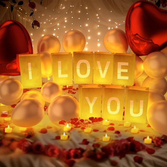 Kit de decoración Peledic con letras iluminadas con texto en inglés «I Love You»