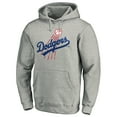 thumbnail image 2 of Men's Heather Gray Los Angeles Dodgers Cooperstown Collection Huntington Logo Fitted Pullover Hoodie, 2 of 3