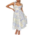 thumbnail image 2 of QJUHUNG Robe Longue Bustier à Col Carré Y2k pour Femmes Boho à Fleurs Sans Manches Fendue Ligne A Corset Robe Maxi Décolleté Plongeant Robe d'Été, 2 of 8