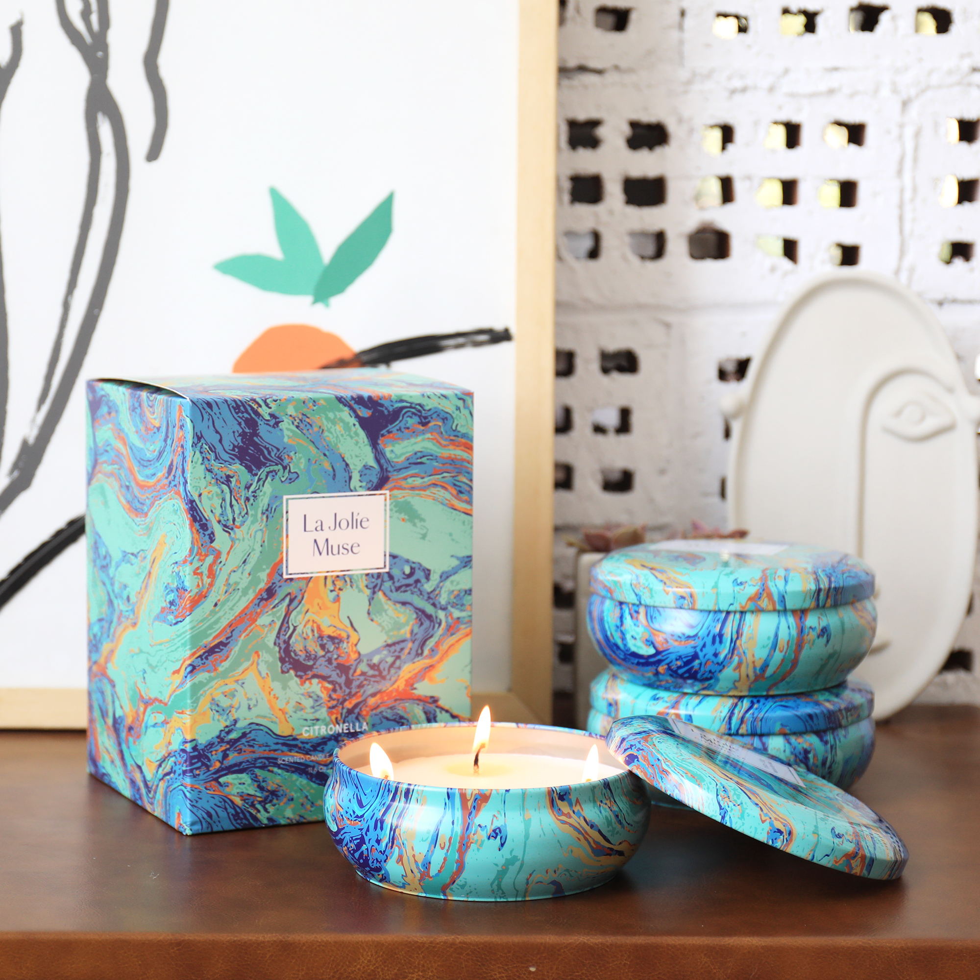 La Jolie Muse Citronella Candles Set 3, Scented Candles Natural