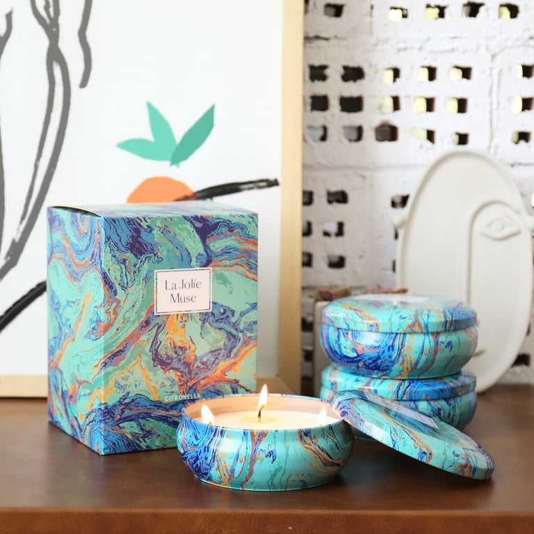 La Jolie Muse Citronella Candles Set 3, Scented Candles Natural