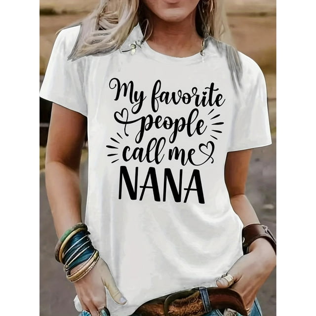 Short-Sleeved Summer Women'S T-Shirt with Letter Print, Fitted Round Neck Casual Top For Adult, Men, Women, Teen, Teenager, Adolescent, Youth