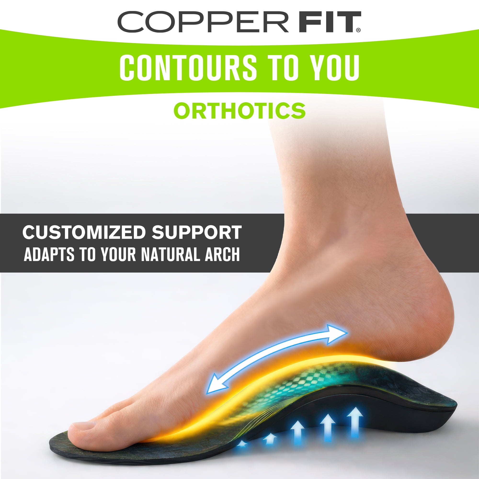 Copper Fit Orthotics Womens Insoles, Contours to You, Medium, 9.5 - 11