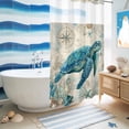 thumbnail image 5 of No Hook Shower Curtain, Teal Sea Turtle Coastal Shower Curtains for Bathroom with See Through Top Window, Vintage Summer Beach Nautical Waterproof & Washable Bath Curtain Small Stall 36"x78", 5 of 9