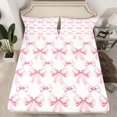 thumbnail image 2 of Manfei Princess Ribbon Child Queen Sheet Sets, White Pink Cartoon Flat Sheet, Kawaii Bowknot Bow Queen Fitted Sheet, Microfiber Bedroom Decor, 4 Pieces, 2 of 7