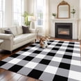 thumbnail image 3 of Vintage Farmhouse Area Rug 6x9 FT, Non Slip Living Room Throw Carpet, Black and White Checkered Washable Soft Large Floor Carpet Non-Shedding Rug for Bedroom Dining Room Play Room, 3 of 9