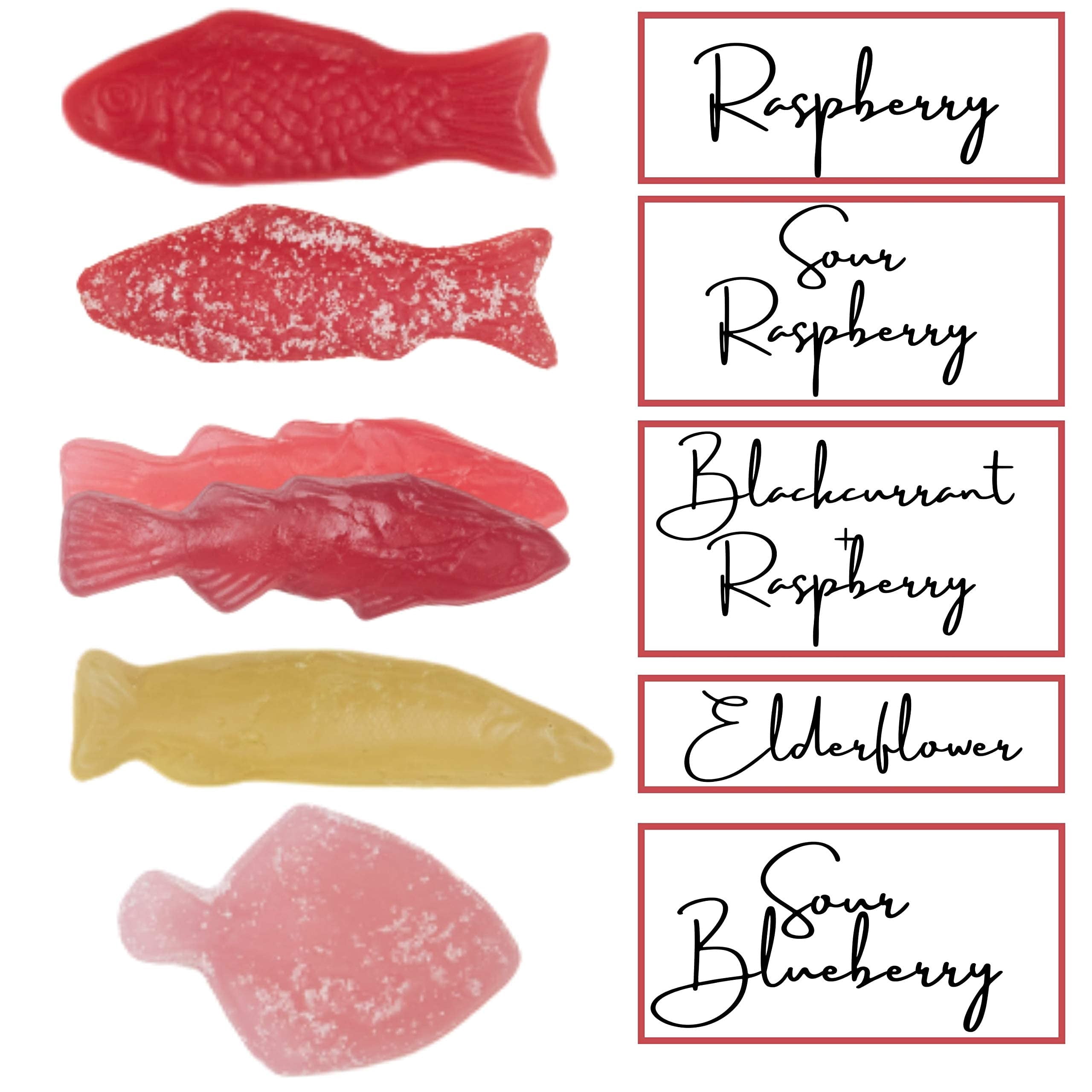 Kolsvart Swedish Candy Variety Pack, 4.2 Ounces - Raspberry, Blackcurrant & Raspberry, Sour Blueberry, Sour Raspberry, Elderflower (Pack of 5)