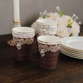 thumbnail image 5 of Efavormart 24 Pack Brown Rustic Wood Print Paper Cups with Floral Lace Rim, Disposable Party Cups - 9oz, 5 of 10