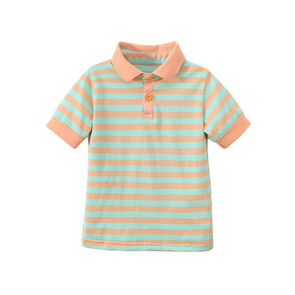 KyCheLot Boys Girls School Shirt Collar Stripe Button up Short Sleeve Comfy Cotton School Uniform Tops 1-9 Years