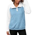 thumbnail image 4 of Cmfcve Plus Size Button V Neck Pullover Sweatshirts for Women Fashion Color Block Loose Fit Casual Long Sleeve Fall Shirts, 4 of 9