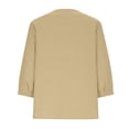 thumbnail image 5 of ClodeEU Women's Summer 3/4 Sleeve V Neck Linen Shirt, Lightweight Tunic Top Loose Blouse Khaki,Womens Plus M, 5 of 7