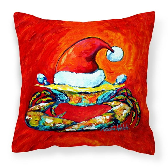 Crab in Santa Hat Santa Claws Fabric Decorative Pillow