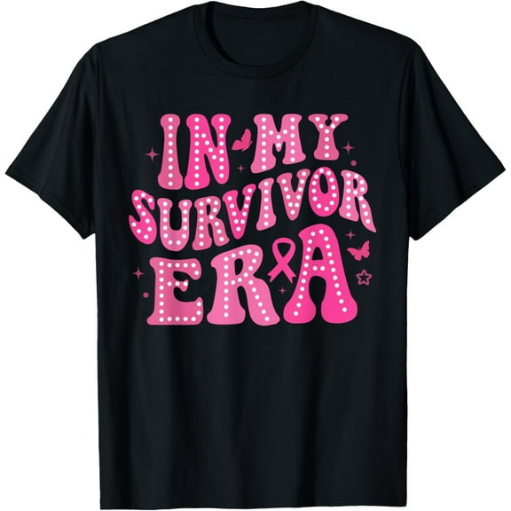 In My Survivor Era Pink Ribbon Breast Cancer Awareness Women T-Shirt