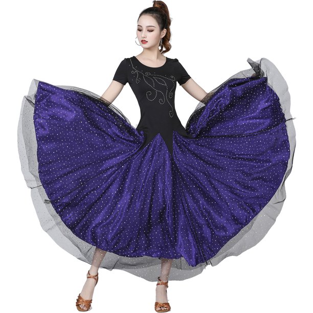 Long Flamenco Viennese Waltz Ballroom Dance Practice Wear Dresses