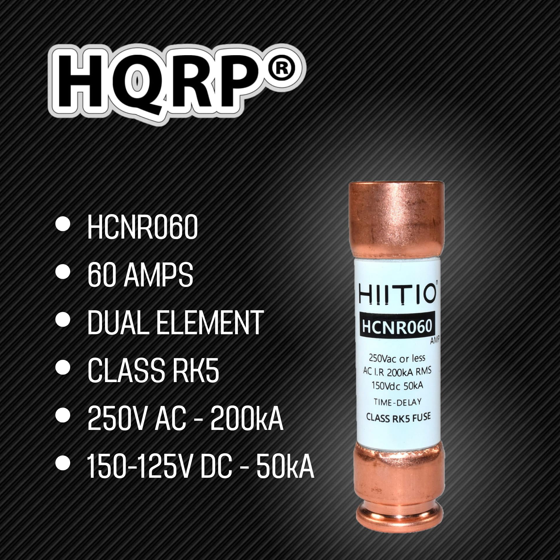HQRP 2-Pack HCNR060 60 Amp 250V Dual Element Time-Delay Fuse, Class RK5 Replacement for Bussmann BP/FRN-R-60 FRN-R-60, Edison ECNR60, Littelfuse FLNR060.T FLN-R-60 FLNR-60