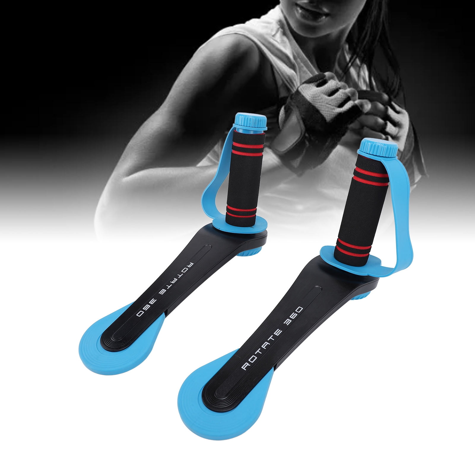 BIMZUC Women's Adjustable Hand Cranked Dumbbells Set Rotating Arm Muscle Training Fitness Equipment 12.60 inches / 32 cm (Sky Blue)