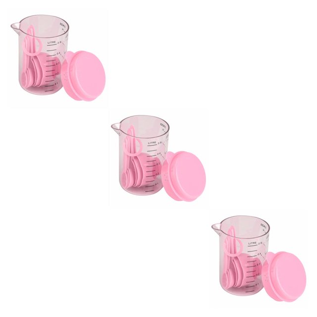 Yuarrent 7 unids/set tazas medidoras con cucharas utensilios de cocina cucharas accesorios panadería profesional para de medición rosa Type1 NO1 Yuarrent CBP032469